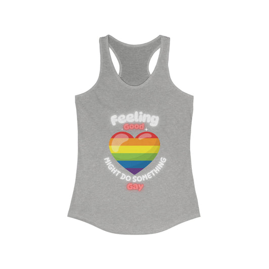 Pride Heart Racerback Tank, LGBTQ+ Apparel, Summer Workout Top, Good Day Message, Festival Wear, Gift for Her