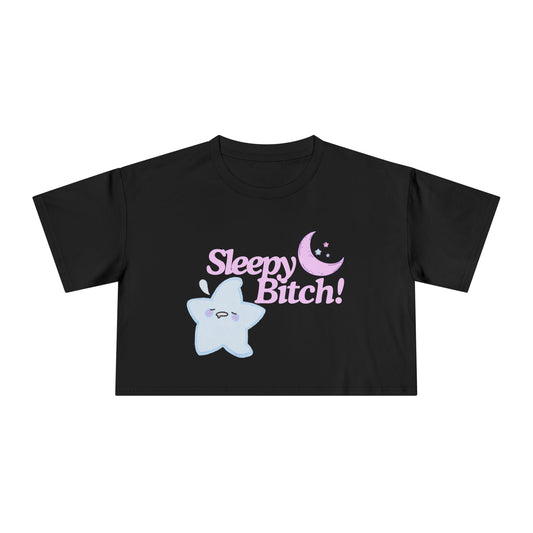 Sleepy Bitch Crop Top - Pink