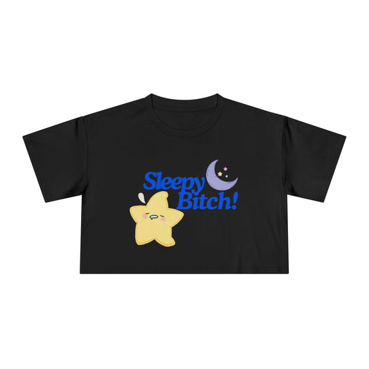 Sleepy Bitch Crop Top - Blue