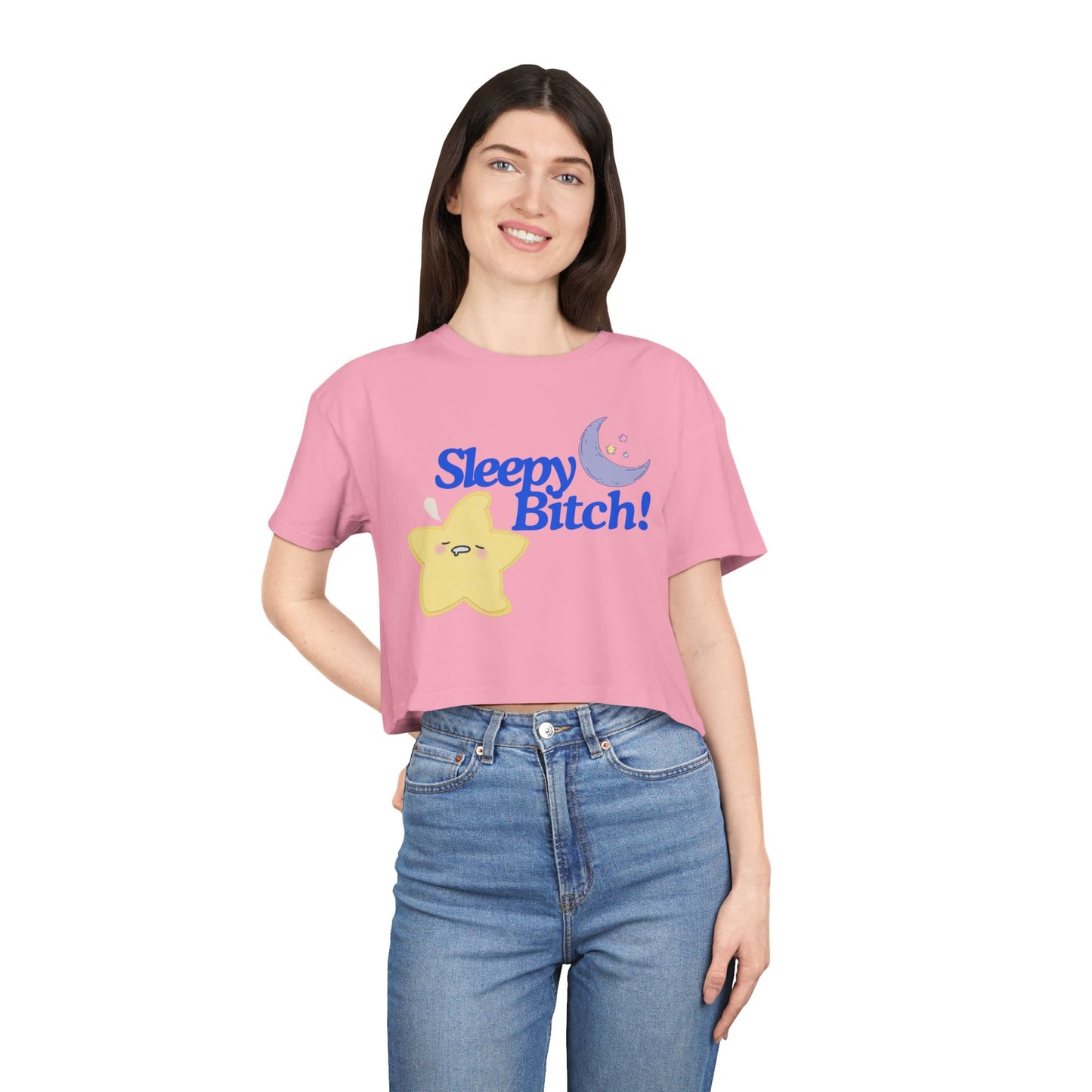 Sleepy Bitch Crop Top - Blue