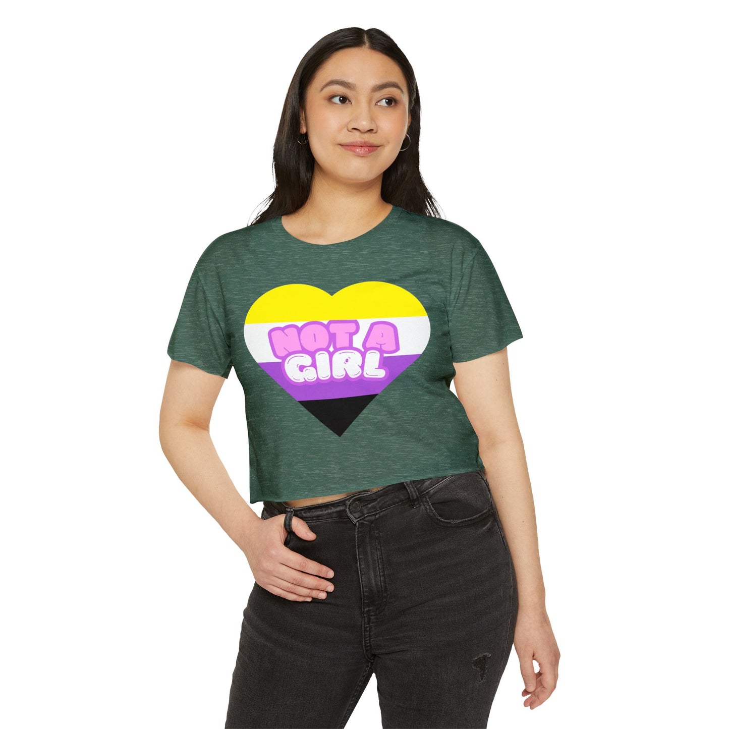 Crop Top Non Binary Flag 'Not a Girl' Festival Wear