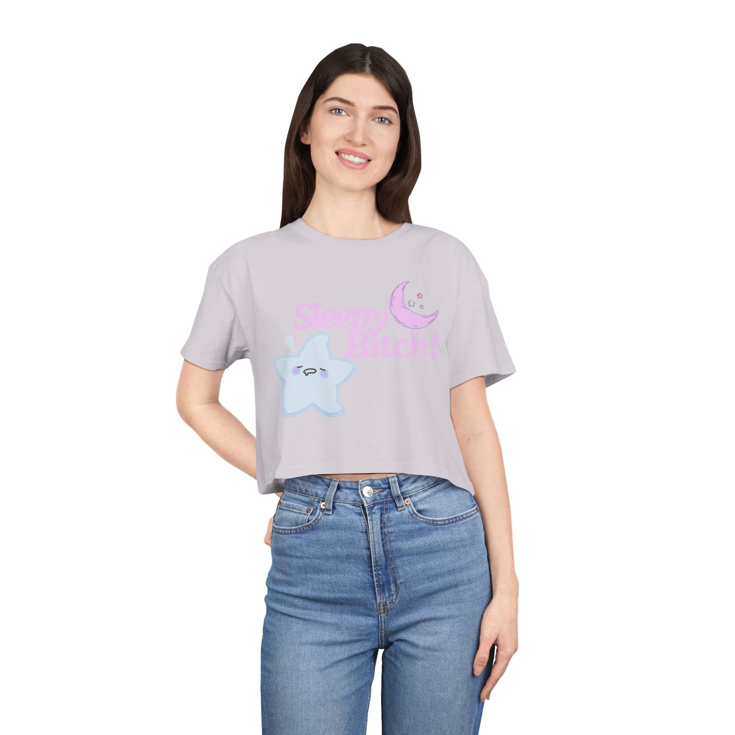 Sleepy Bitch Crop Top - Pink
