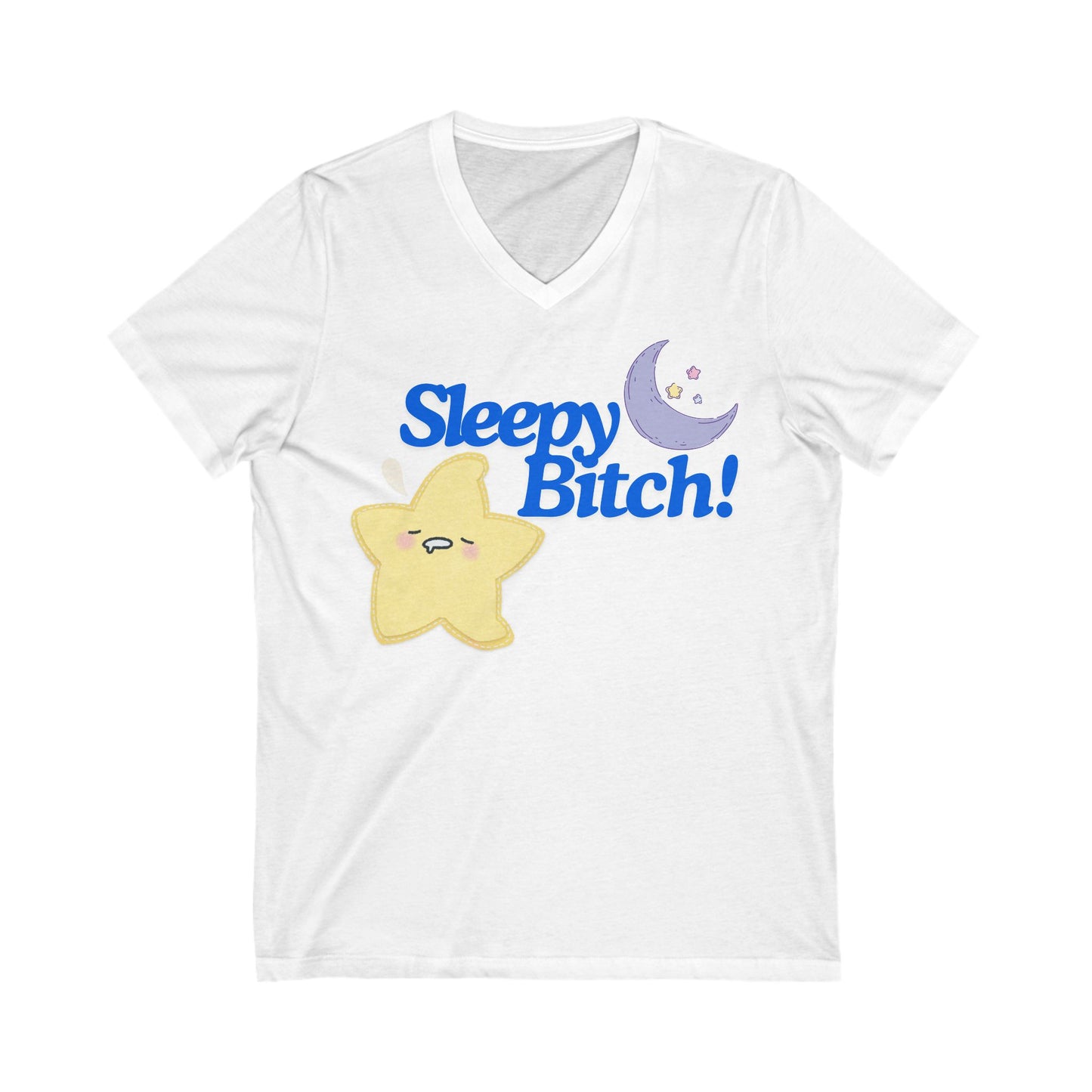 Sleepy Bitch V-Neck Tee Blue