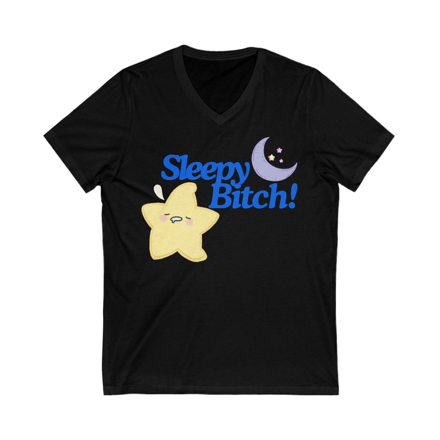 Sleepy Bitch V-Neck Tee Blue
