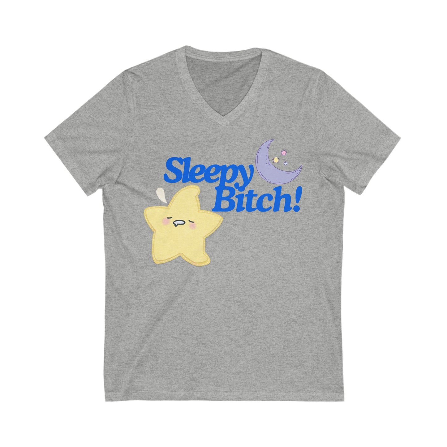 Sleepy Bitch V-Neck Tee Blue