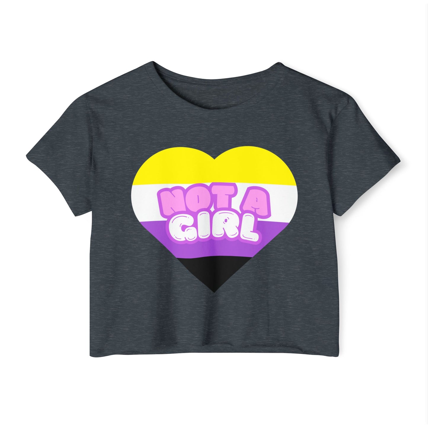 Crop Top Non Binary Flag 'Not a Girl' Festival Wear