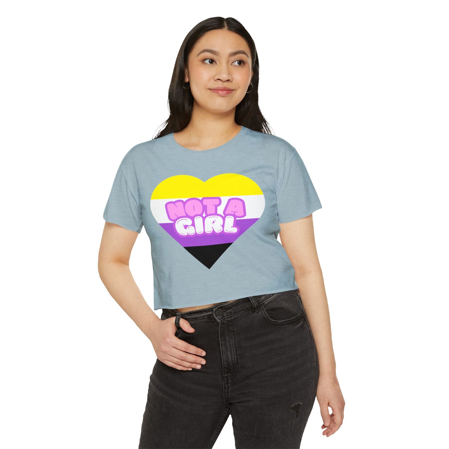 Crop Top Non Binary Flag 'Not a Girl' Festival Wear