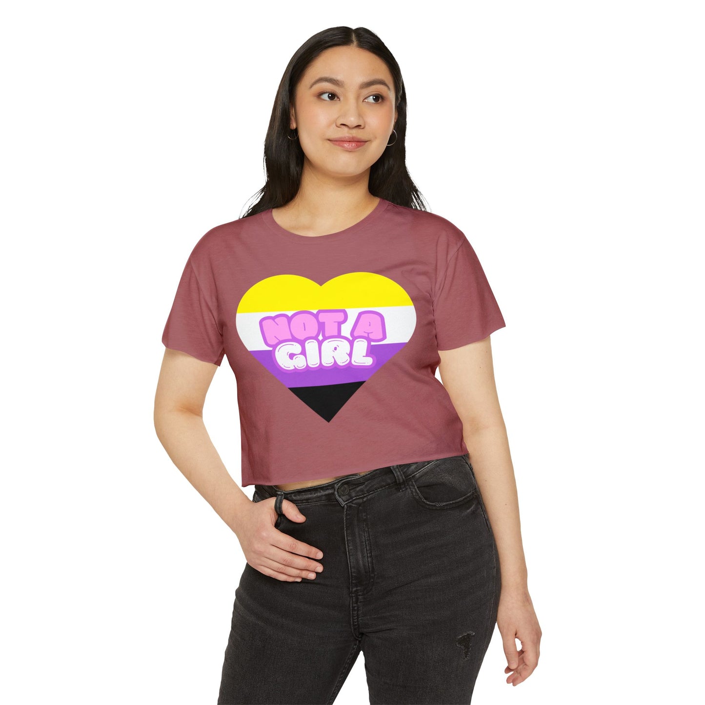 Crop Top Non Binary Flag 'Not a Girl' Festival Wear