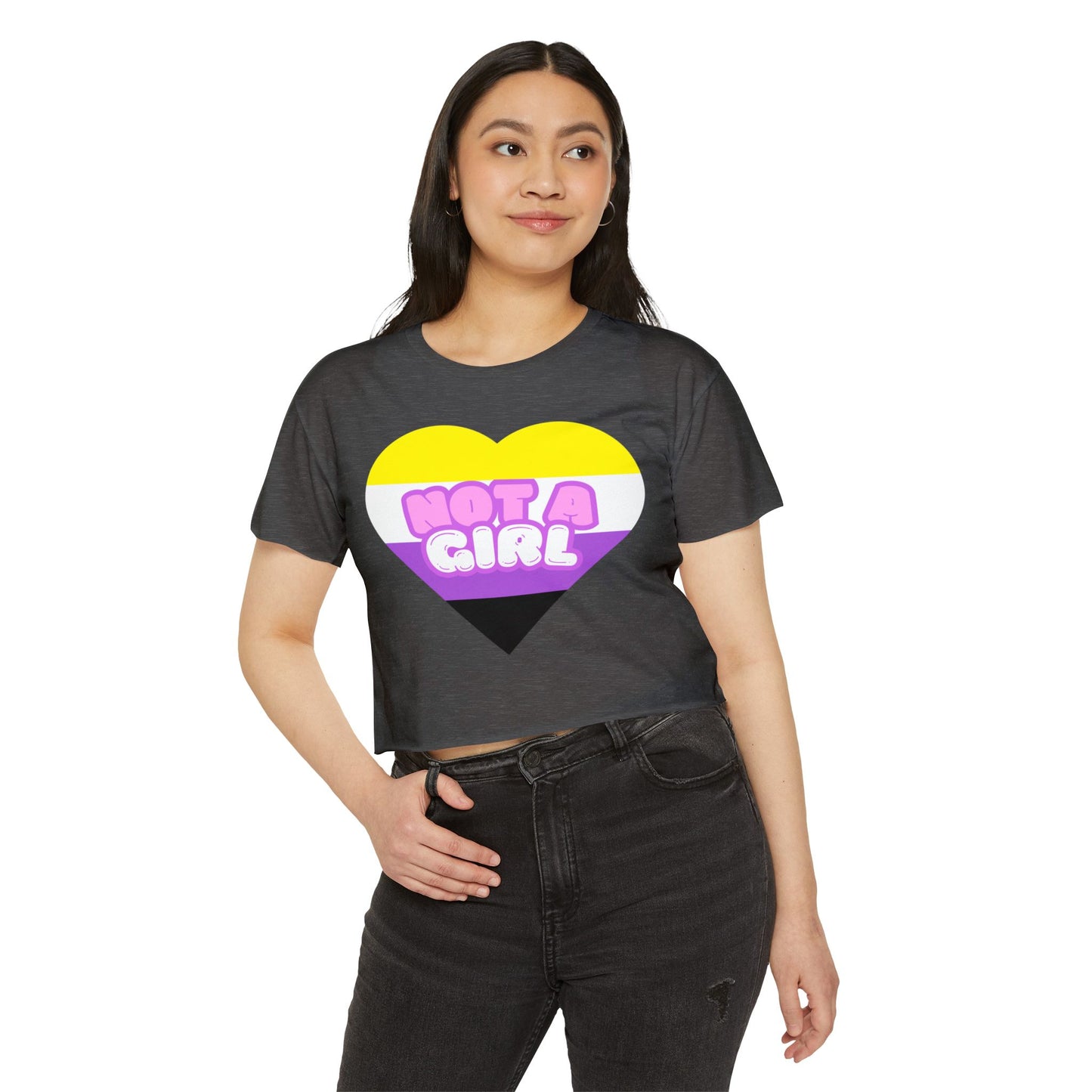 Crop Top Non Binary Flag 'Not a Girl' Festival Wear