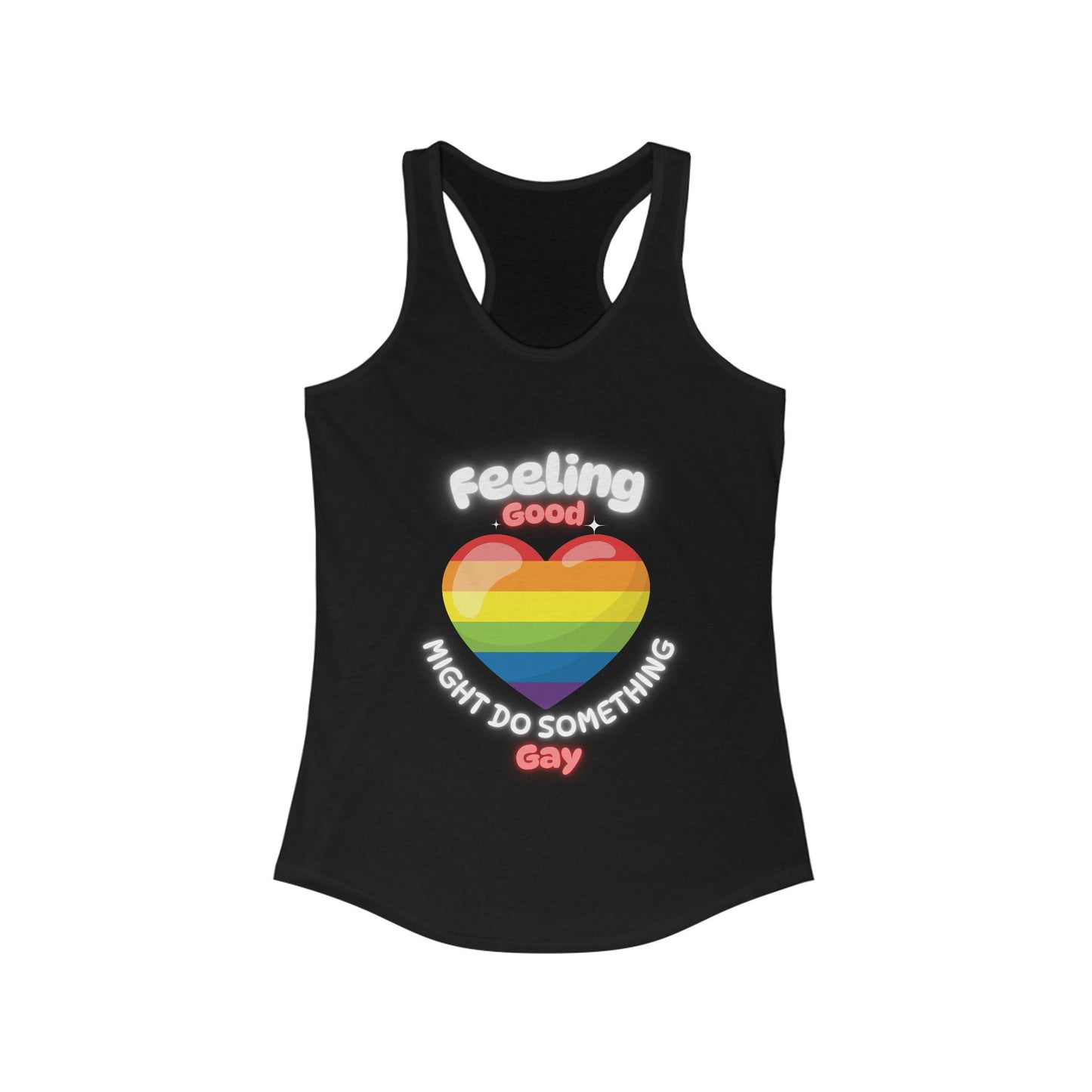 Pride Heart Racerback Tank, LGBTQ+ Apparel, Summer Workout Top, Good Day Message, Festival Wear, Gift for Her