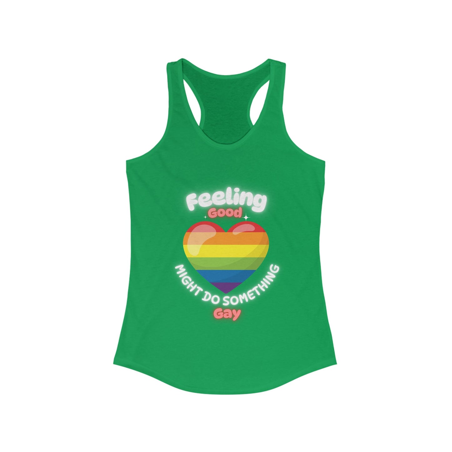 Pride Heart Racerback Tank, LGBTQ+ Apparel, Summer Workout Top, Good Day Message, Festival Wear, Gift for Her