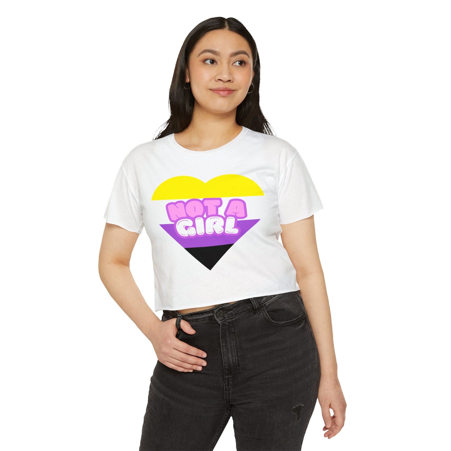 Crop Top Non Binary Flag 'Not a Girl' Festival Wear