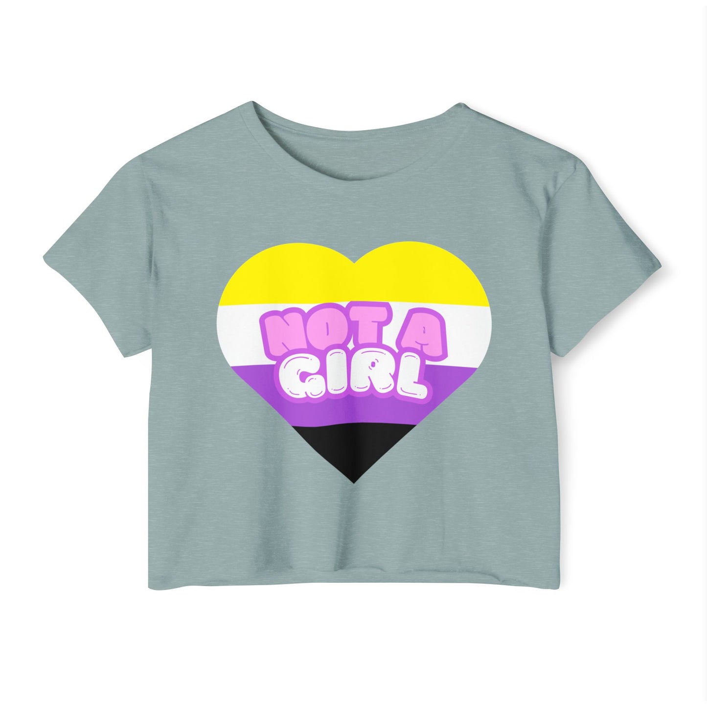 Crop Top Non Binary Flag 'Not a Girl' Festival Wear