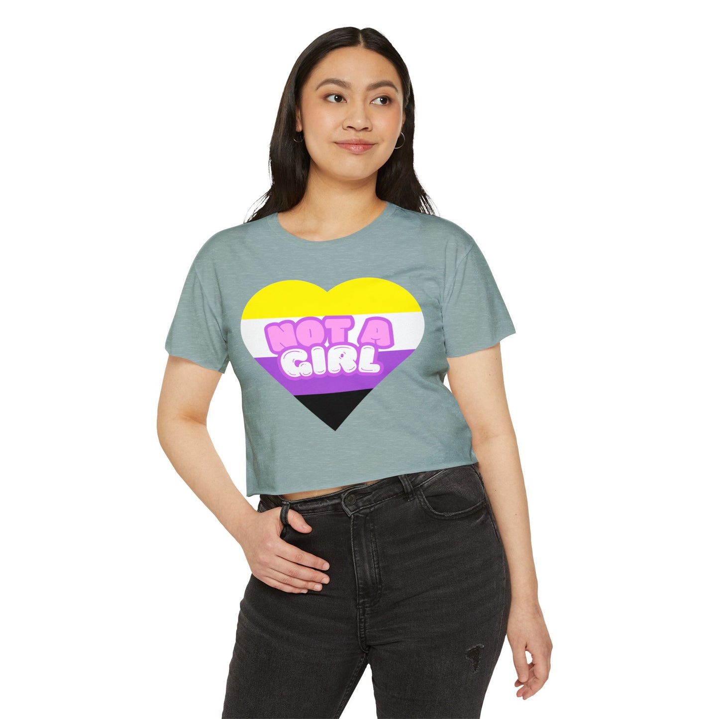Crop Top Non Binary Flag 'Not a Girl' Festival Wear