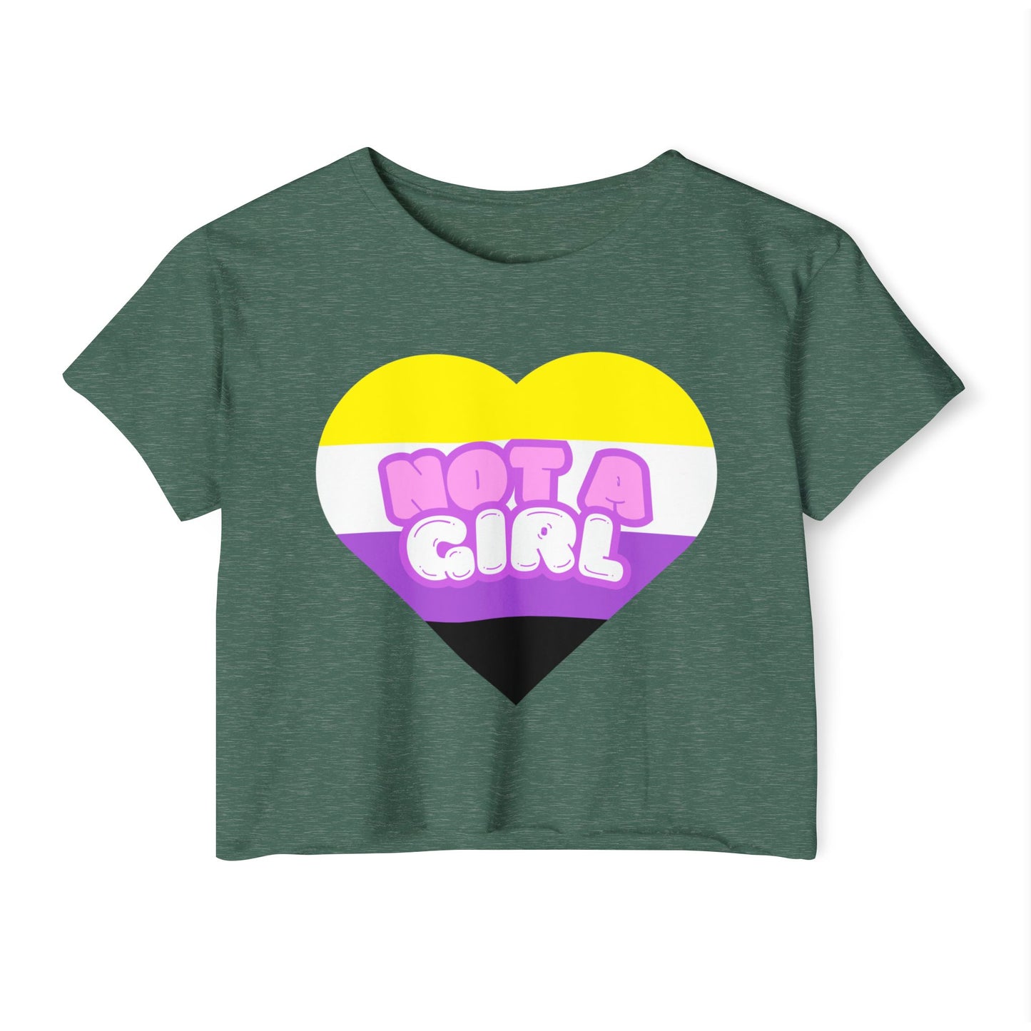 Crop Top Non Binary Flag 'Not a Girl' Festival Wear
