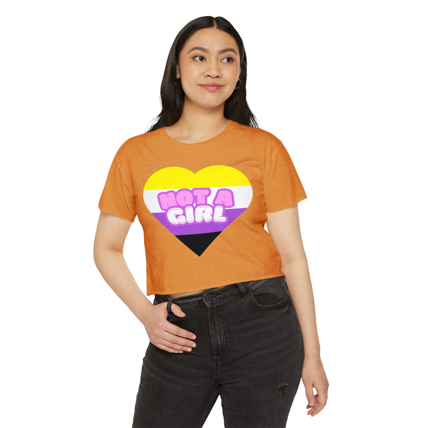 Crop Top Non Binary Flag 'Not a Girl' Festival Wear