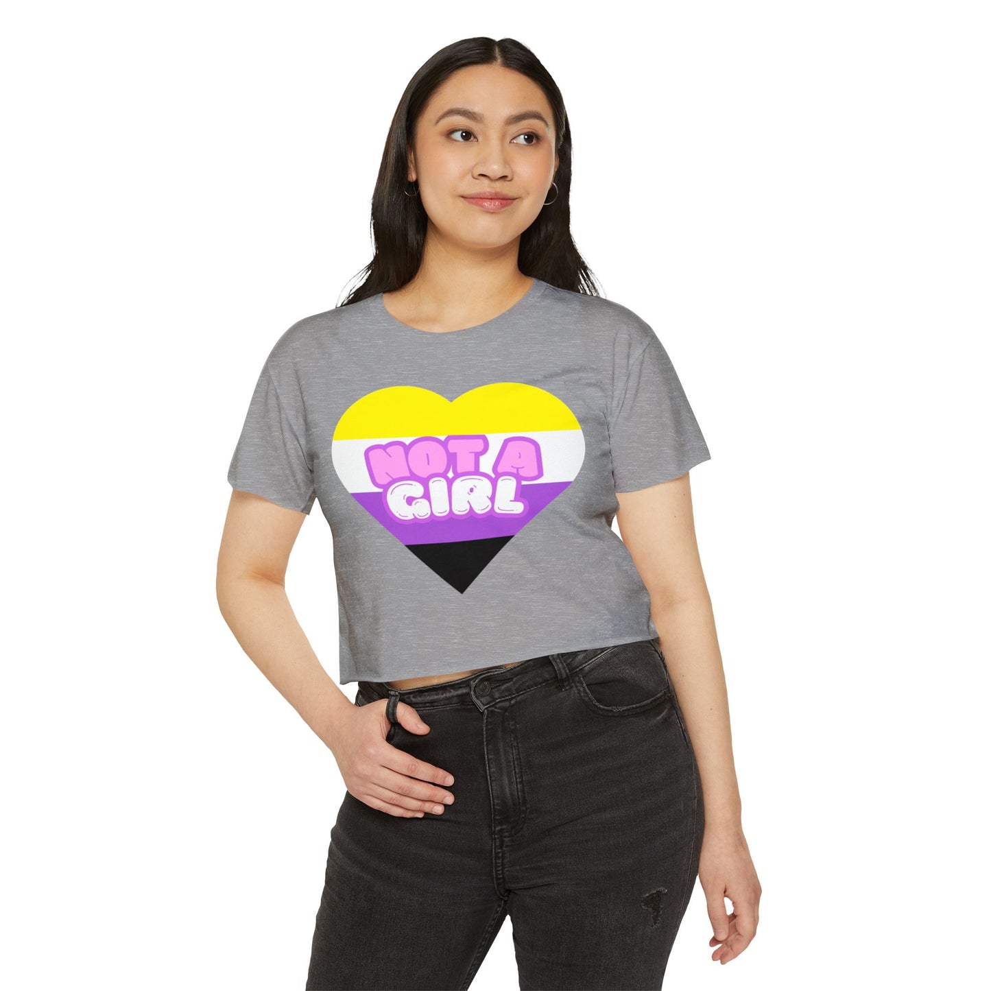 Crop Top Non Binary Flag 'Not a Girl' Festival Wear