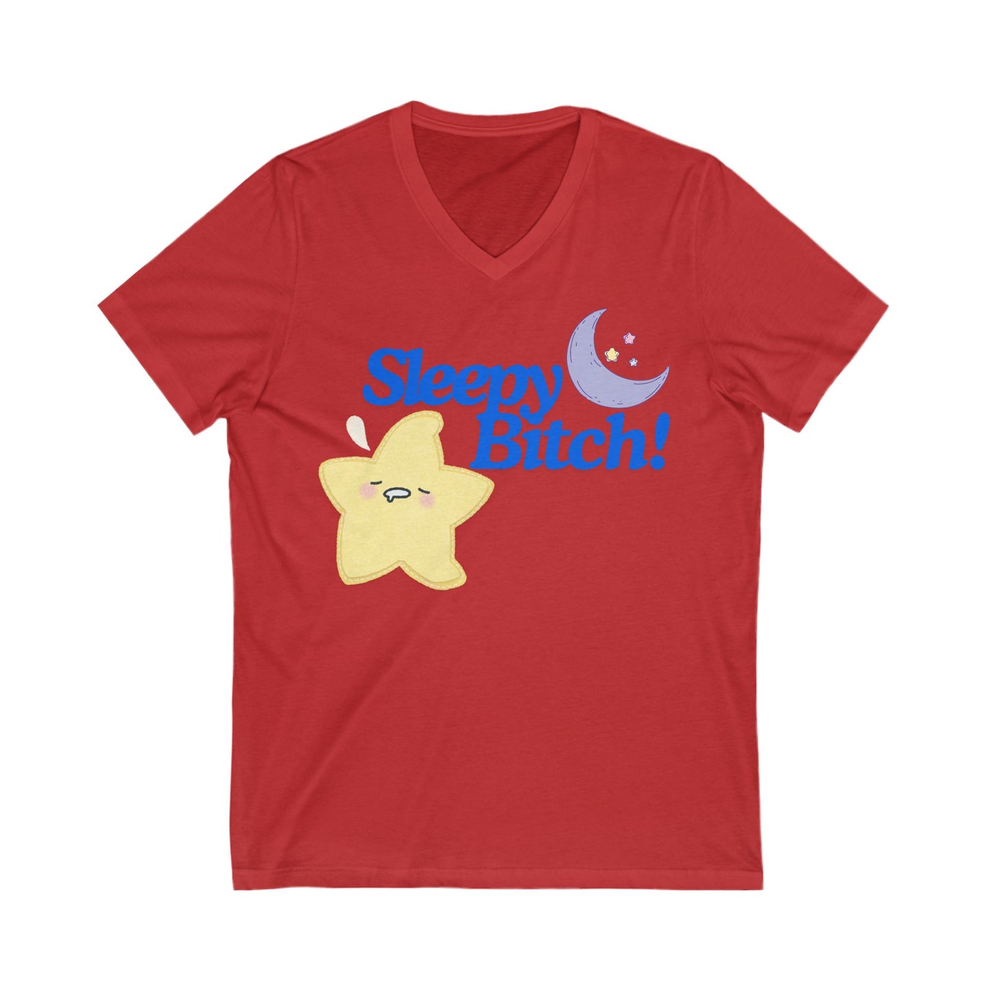 Sleepy Bitch V-Neck Tee Blue